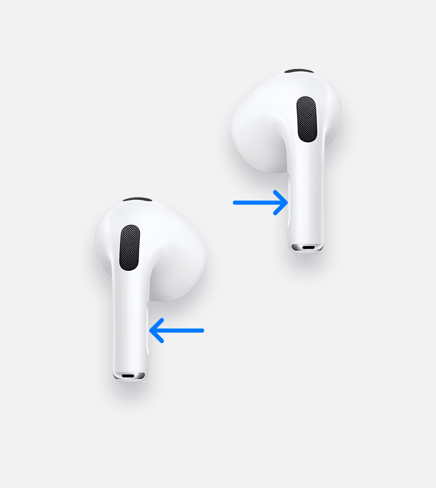 Стрелки указывают на ножки AirPods Pro