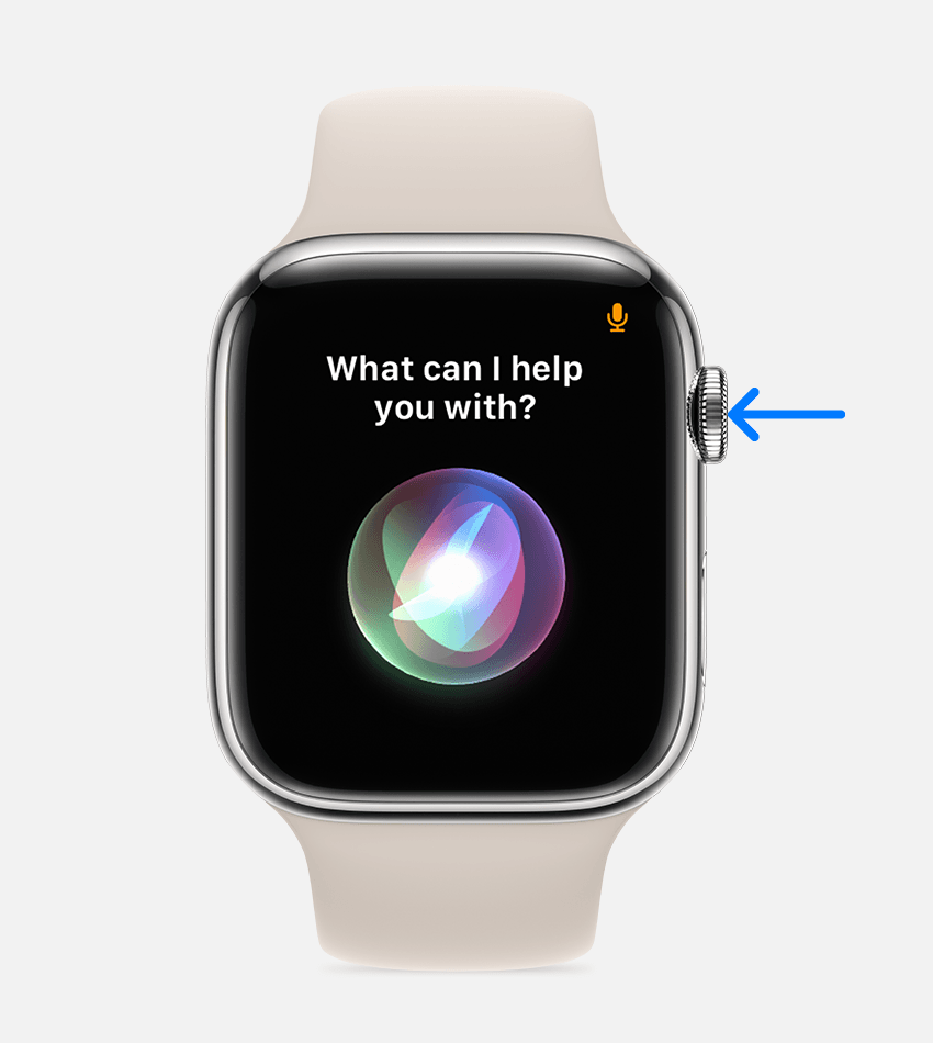 Стрелка, указывающая на цифровую корону на Apple Watch