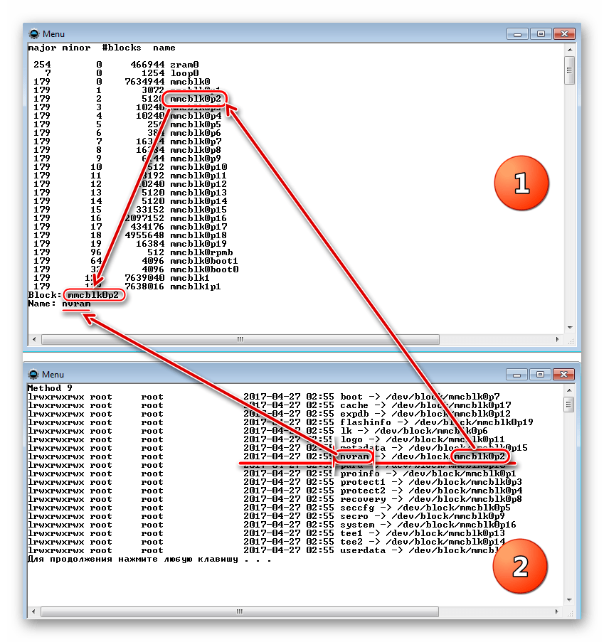 Имя блока Adb Run Backup nvram