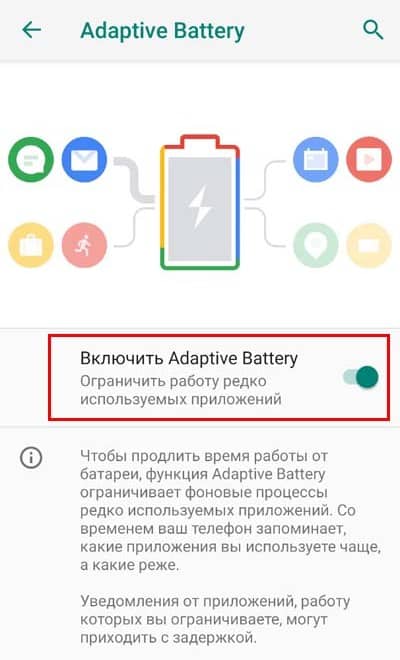 Активируйте адаптивную функцию батареи.