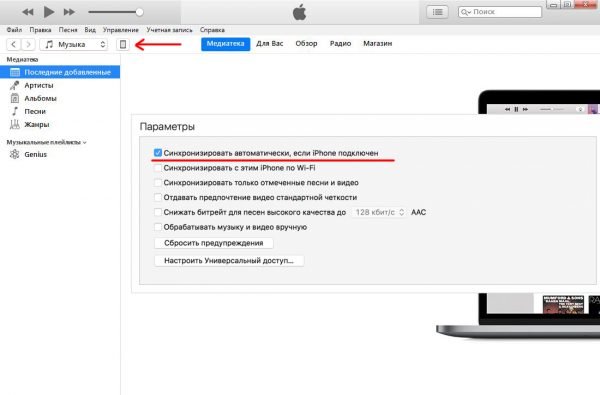 Главное окно айтюнс