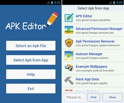 главное окно редактора apk
