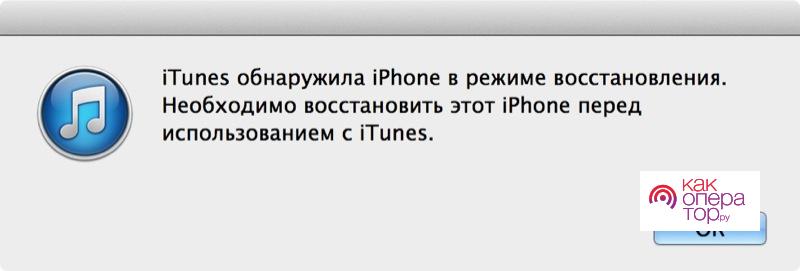 iPhone в режиме восстановления в iTunes